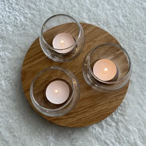 Platte rund mit 3 Windlichter